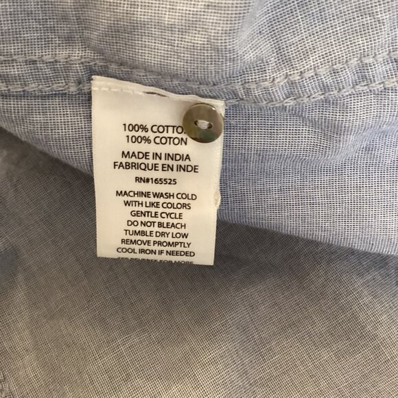 Lola River Top Size Large Button-Up Long Sleeve Shirt Blue Casual - Picture 8 of 8